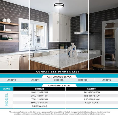 LUXRITE 12 Inch LED Flush Mount Ceiling Light, 5 Color Selectable 2700K | 3000K | 3500K | 4000K | 5000K, Dimmable, Modern Ceiling Light Fixture, 14W, 1120 Lumens, Energy Star, ETL Listed, Matte Black