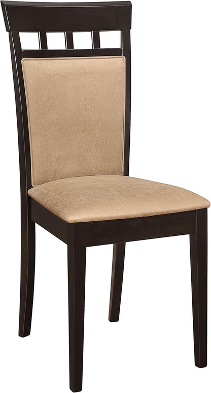 Coaster Home Furnishings - Gabriel - Wood & Fabric - Armless Dining Chairs with Geometric Wooden Back - Home Kitchen & Dining Room - Set of 2 - Cappuccino - 100773