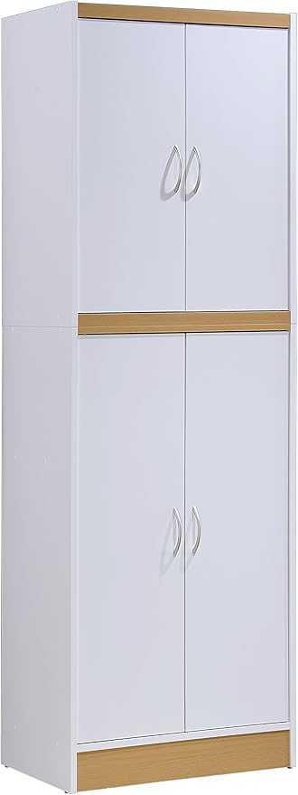 Hodedah 4 Door Kitchen Pantry with Four Shelves, White