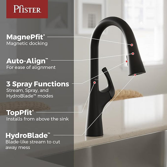 Pfister Talega Pull-Down Kitchen Faucet in Matte Black