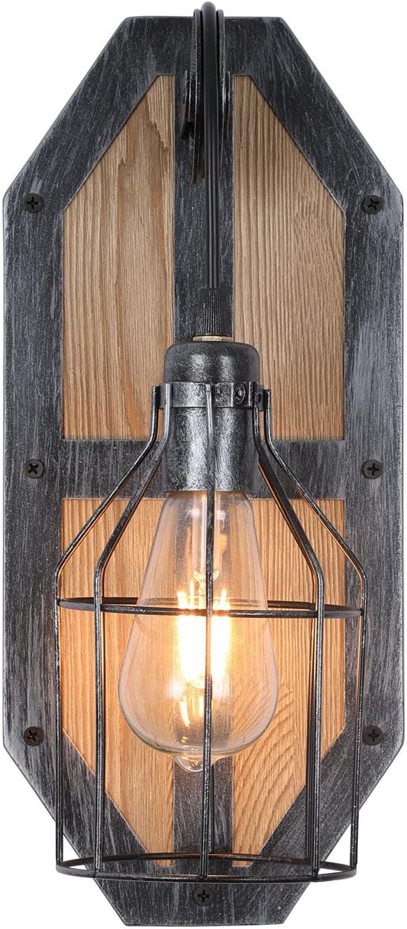 Retro Indoor Wall Light Wall Lamp Farmhouse Metal Cage Vanity Wall Sconce Lighting Rustic Matte Black Wall Mount Light Fixtures for Bedroom,Porch, Patio, Hallway, Balcony E26 Base