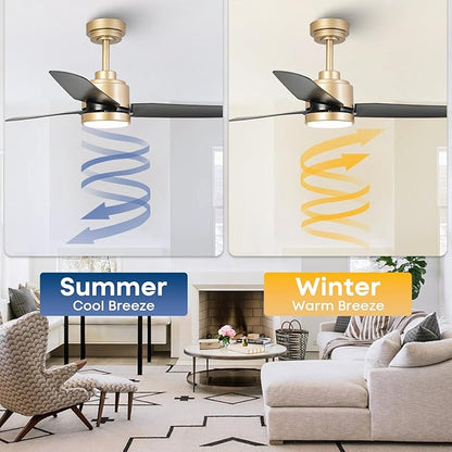 42 Inch Black Ceiling Fans with Lights and Remote/APP, Modern Ceiling Fan for Living Room Outdoor Ceiling Fan 6-Speed Adjustable Reversible DC Motor Timer Noiseless 3CCT Dimmable for Bedroom Office