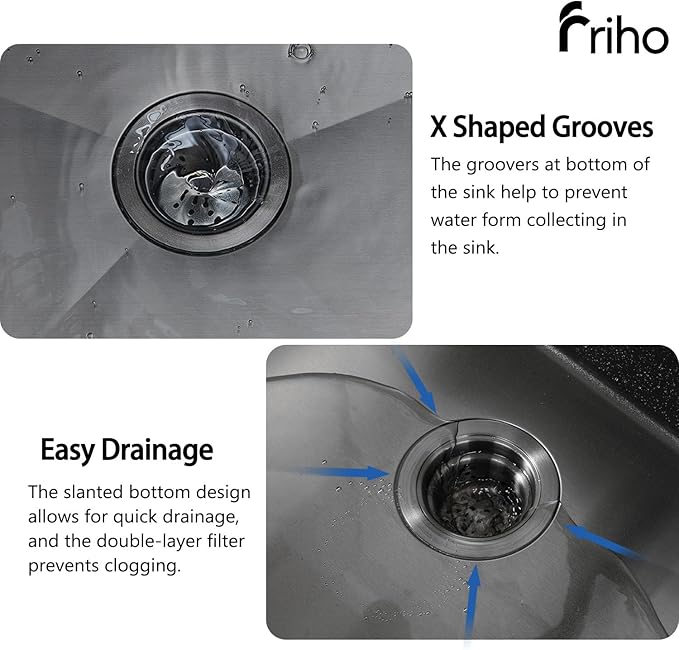 Friho 28x18 Inch Black Drop In Kitchen Sink, Stainless Steel Square RV Laundry Utility Sink, 28 Inch Topmount Deep Single Bowl Kitchen Sink With Basket Strainer
