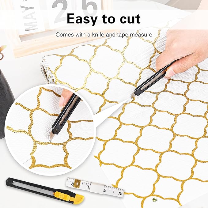 Drawer and Shelf Liner for Kitchen Cabinet,Non-Adhesive Cabinet Liner 12in x 10FT,Waterproof Shelf Paper Non-Slip Mats Cupboard Liners Contact Protect Dresser/Shelves/Table-Golden Lantern