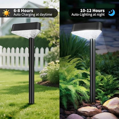 8 Pack Solar Pathway Lights Outdoor, Bright LED Solar Landscape Lights, Waterproof Solar Garden Lights for Yard, Patio, Walkway, Lawn, Driveway(Cold White, 8 Pack)