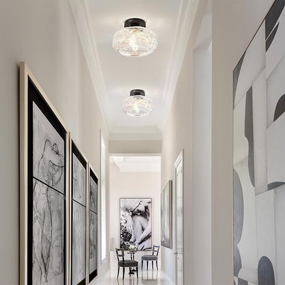 Semi Flush Mount Ceiling Light Fixture Black,Vintage Hallway Light Fixture Ceiling,Globe Glass Light Fixtures Ceiling Mount,Farmhouse Pendant Lamp for Kitchen Entryway Bathroom,Bulb Not Included