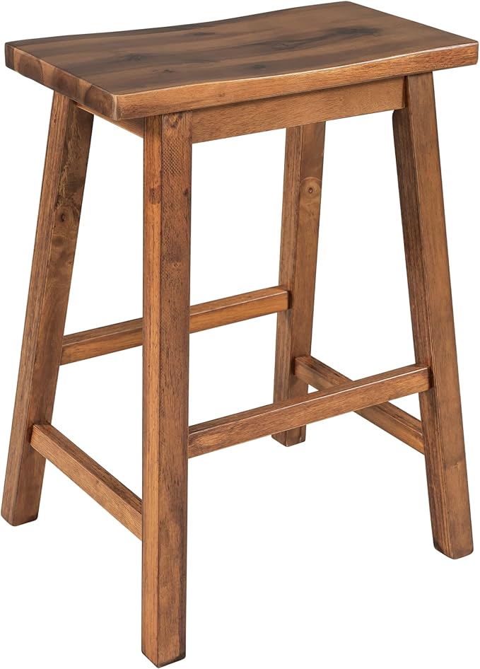 Solid Wooden Rustic 3-Piece Dining Table Set, 45" Stationary Kitchen Island Set with 2 Seatings and 2 Open Shelves, Rubber Wood Butcher Block Dining Table Set Prep Table Set for Small Places (Walnut)