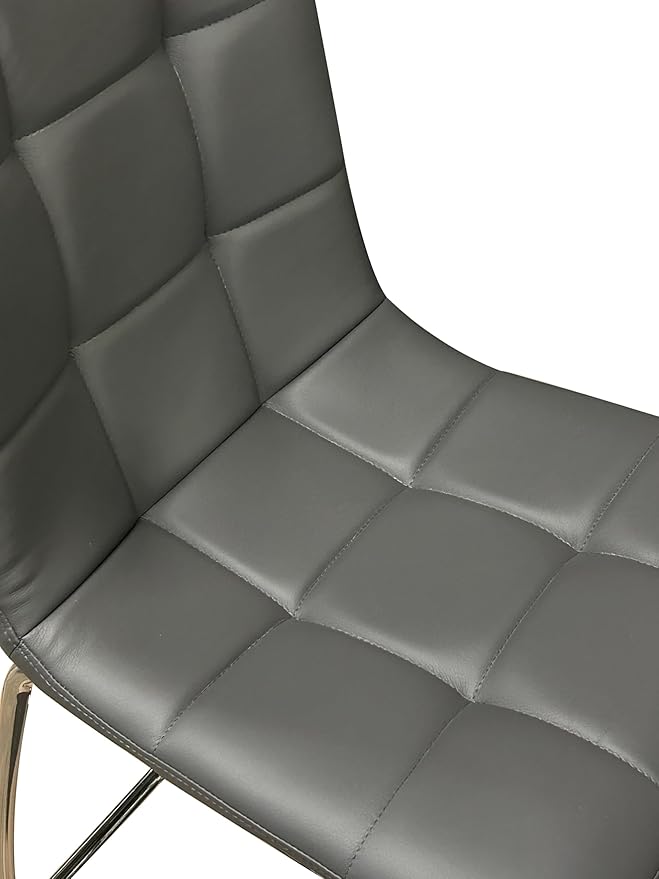 Sunset Trading Nia 24" Faux Leather Barstools | 2 Counter Height Stools | Chrome Legs with Footrest | Charcoal Gray Upholstered Tufted Seat & High Back | Dining Room, Home Bar, Kitchen Island Seating