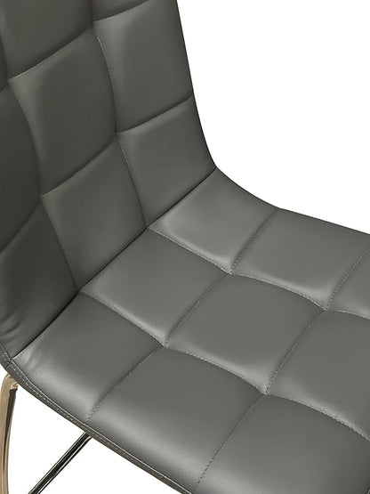 Sunset Trading Nia 24" Faux Leather Barstools | 2 Counter Height Stools | Chrome Legs with Footrest | Charcoal Gray Upholstered Tufted Seat & High Back | Dining Room, Home Bar, Kitchen Island Seating
