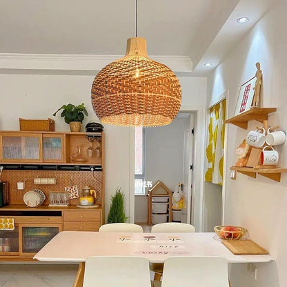 Arturesthome Rattan Pendant Lights, Wicker Chandelier Boho Basket Lighting Fixture, Natural Woven Hanging Lamp for Kitchen Island Sink Coffee