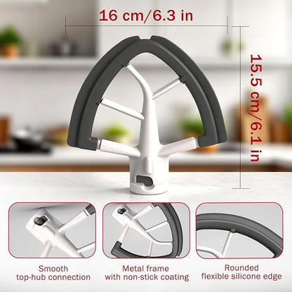 Flex Edge Beater for KitchenAid 4.5/5 Qt Tilt-Head Mixer – Flexible Silicone Edge kitchen aid paddle attachments, Auto-Scrape Bowl Scraper, For Kitchen Aid Accessories and Attachments (Gray)