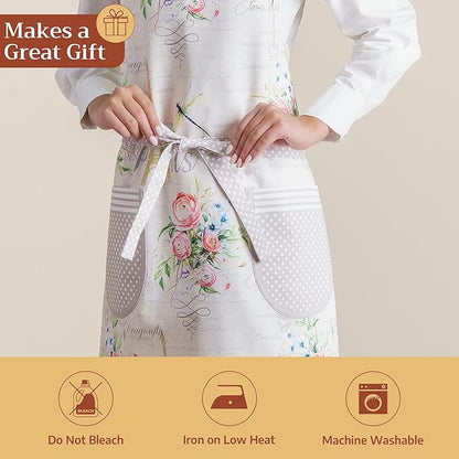 Maison d' Hermine 100% Cotton Apron for women with Pocket Kitchen Chef Apron for Men Cooking Mothers Day Gifts