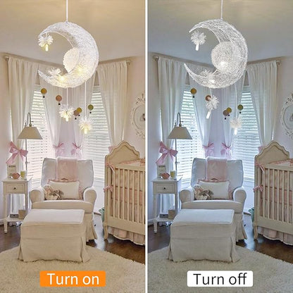 TISLYCO Kids Ceiling Light, Moon Chandelier, Girls Chandelier for Bedroom, Nursery Light Fixture