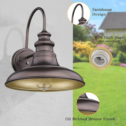 Dusk to Dawn Sensor Outdoor Barn Light Fixture Outdoor Wall Sconce Farmhouse Wall Mount Lights Exterior Light Fixture Bronze Finish Industrial Wall Lantern for Porch, Entryways, 4 Pack