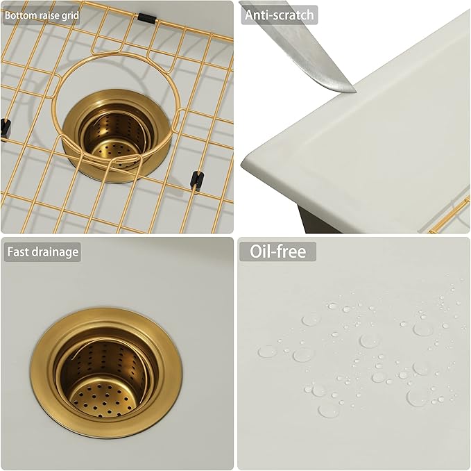 White Undermount Kitchen Sink 31 X 18 inch,Granite Composite Kitchen Sink Undermount/Drop In,Large Single Bowl Kitchen Sinks (White, 31" X 18")