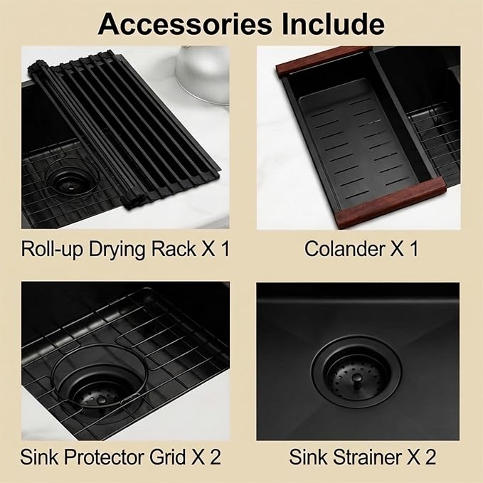 32 inch Double Bowl Kitchen Sink,Black Undermount Kitchen Sink 32 X 18 inch,16 Gauge Stainless Steel Undermount Sinks,Special Low-Divide Design