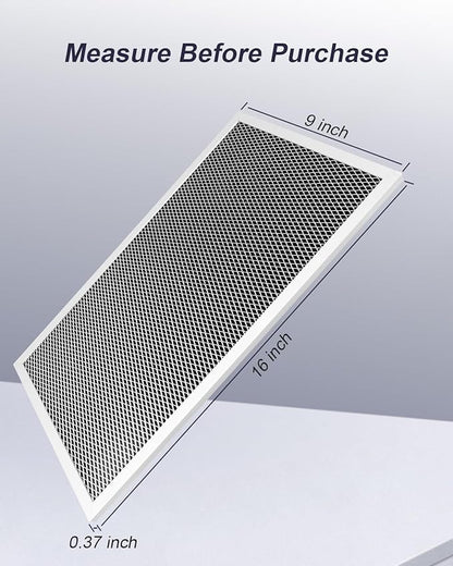 Range Hood Charcoal Carbon Vent Filter Replacement, Activated Carbon Air Filter for Ductless Kitchen Use, Aluminum Frame, 9 x 16 x 0.37 Inches, 2 Pack