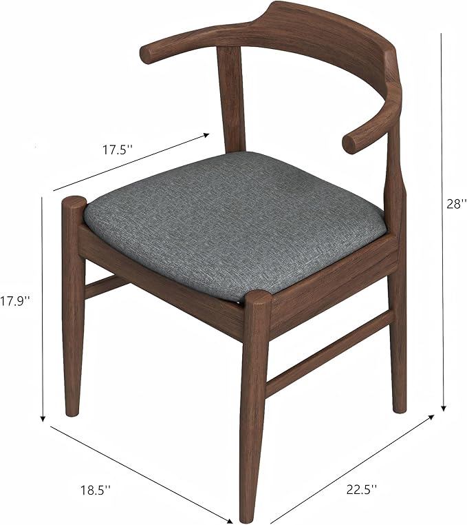 Counter Height Side Chairs Set of 2, Gray Fabric with Solid Wood Frame and Foot Pegs, 28 Inch Height Modern Farmhouse Chairs for Kitchen Island & Dining