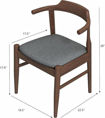 Counter Height Side Chairs Set of 2, Gray Fabric with Solid Wood Frame and Foot Pegs, 28 Inch Height Modern Farmhouse Chairs for Kitchen Island & Dining