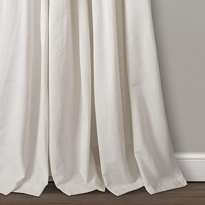 Lush Decor Linen Button Window Curtain Panel, Single, 40" W x 120" L, Linen - Country Curtains - Rustic Decor - Color Block Modern Farmhouse Curtains For Living Room, Bedroom & Dining Room