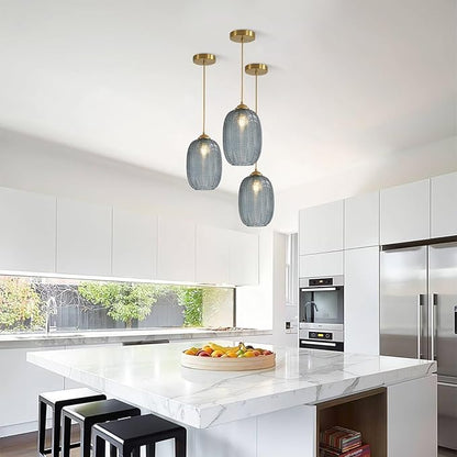 KCO Lighting Smoked Glass Globe Pendant Light Antique Gold Pendant Lights Nordic Blown Glass Pendant Light Single Hanging Light Fixture Mid Century Modern Entry Lighting