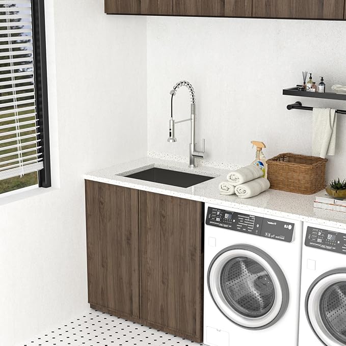 Lordear 21 Laundry Sink Stainless Steel 21" x 18" x 12" Undermount Sink Single Bowl 16 Gauge Stainless Steel Deep Laundry Room Utility Sinks 12 Inch Deep