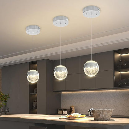 Crystal Pendant Light for Kitchen Island,Small Chandelier Lights Fixture, Hanging Lighting Ceiling Light Fixture Modern Adjustable Pendant Lighting for Dining Room Bedroom
