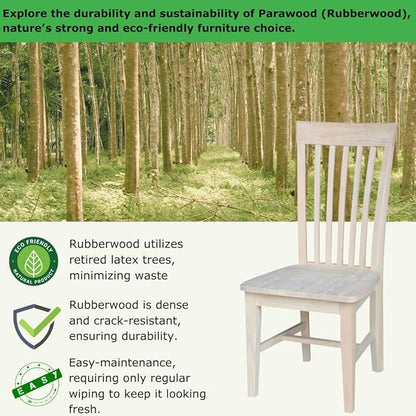 Set of 2 Tall Mission Dining Chairs Solid Parawood, Upgrade Your Dining Experience, Stain or Paint in Any Color, Sturdy and Long-Lasting, 18.1"W x 22.05"D x 40.16"H, Unfinished