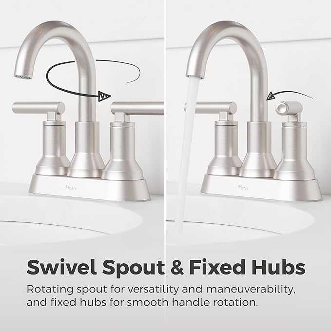 Pfister Capistrano Bathroom Sink Faucet, 4-Inch Centerset, 2-Handle, 3-Hole, NSF Certified, Spot Defense Brushed Nickel Finish, LF048CSOGS