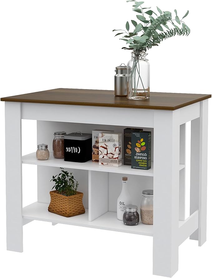 GOWE Brooklyn Kitchen Island, Three Concealed Shelves