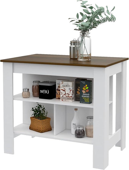 GOWE Brooklyn Kitchen Island, Three Concealed Shelves