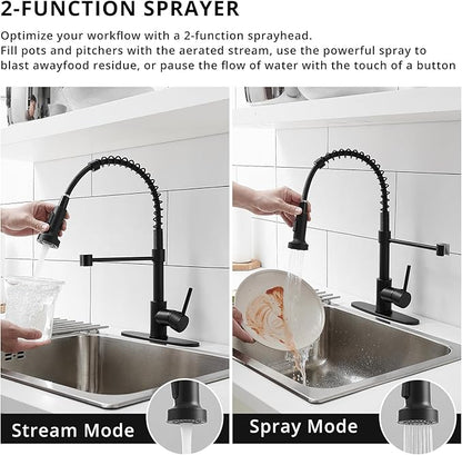 Black Kitchen Faucet with Pull Down Sprayer, AIMADI Commercial Single Handle Pull-Down Sprayer Kitchen Faucets,Matte Black