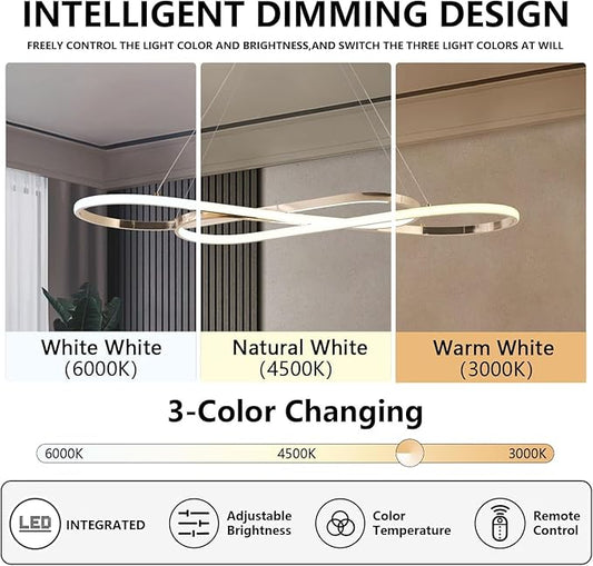 Dimmable Modern for Dining Room Chandelier Light Fixture Over Table with Remote