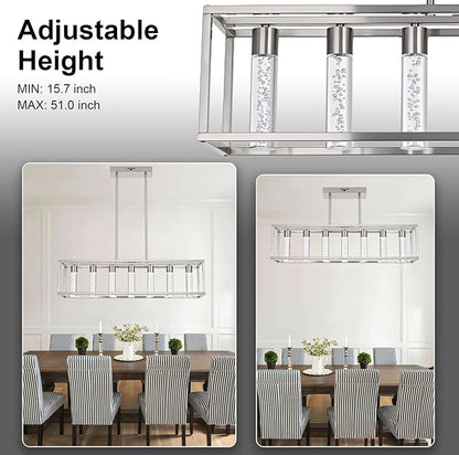 MELUCEE Modern LED Pendant Lights, 7 Lights 35W Dimmable Chandelier 3000K-6000K 5 Adjustable Color Temperature, Kitchen Island Lighting for Kitchen, Dining Room, Billiard Room, Adjustable Height