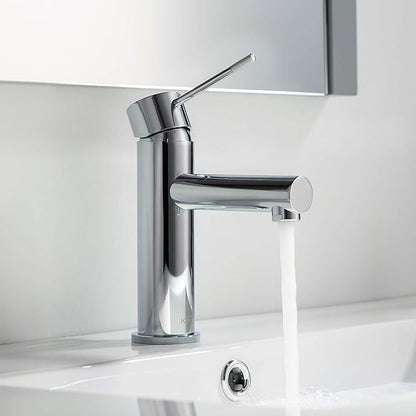 KIBI KBF1010 Solid Brass Single Handle Single Hole Circular X Faucet for Bathroom Sink | High Arc Faucet Spout | Chrome Finish | Corrosion and Rust Resistant