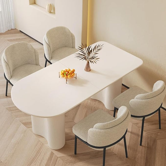 Dining Table Set for 4, Modern Kitchen Table with 4 Chairs, Dining Room Table Set for Kitchen,Dining Room,Home & Office (62.99" White Table with 4 Chairs)