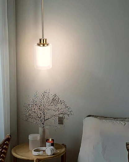 1-Light Mini Pendant Light Fixtures, 3-Pack Modern Hanging Ceiling Lighting, Adjustable Height, Gold Pendant Lamp with Dual Glass for Kitchen Island Bedroom