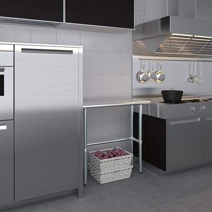Stainless Steel Work Table Open Base | NSF Kitchen Island Food Prep | Laundry Garage Utility Bench (36" Long x 14" Deep)