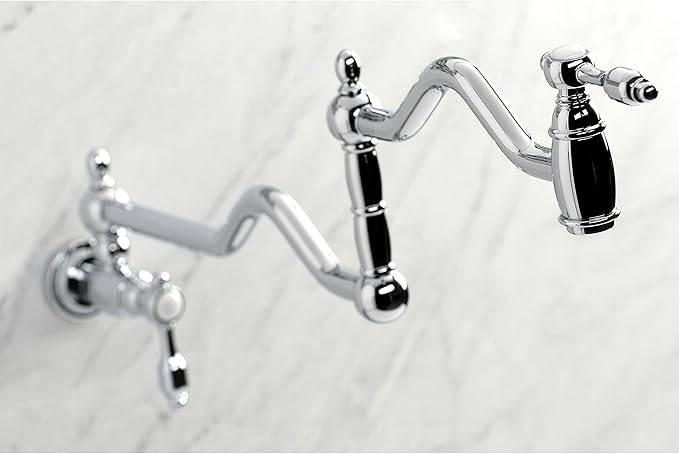 Kingston Brass KS2101TAL Tudor Wall Mount Pot Filler, Polished Chrome