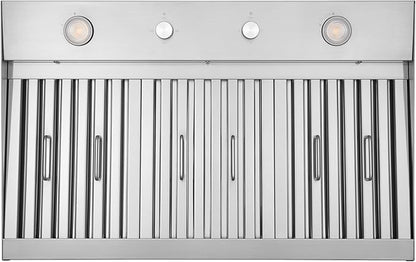 Hauslane Range Hood Insert 30 Inch,Stainless Steel Built-In Range Hood with 3-SPEED Dual Control Knobs,Dishwasher-safe baffle filters,GU10 LED bulbs,6" Round Duct for Vented or Ductless