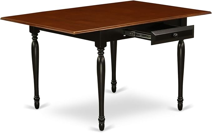 East West Furniture MZT-BCH-T Monza Mid-Century Modern Dining Table - a Rectangle Dining Table Top with Dropleaf & Stylish Legs, 36x54 Inch, Black & Cherry