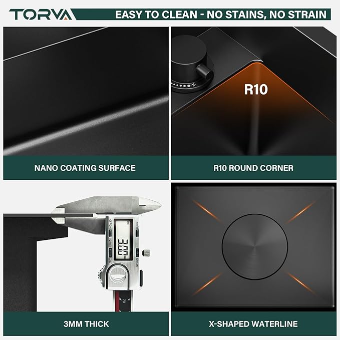 TORVA RV Sink, 12 x 17 Inch Undermount Bar Sink Premium Stainless Steel RV Kitchen Sinks with Hideaway Faucet, Dark Grey