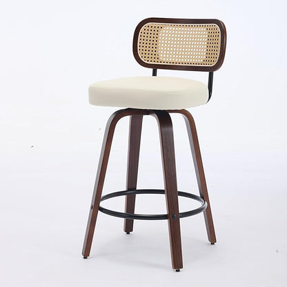 Modern Dining Chair Mid-Century Counter Height Bar Stools with Upholstered Seat, Sturdy Stable Dining Chairs for Kitchen Island, Counter, Bar or Dining Room Furniture,Beige-PU-setof2