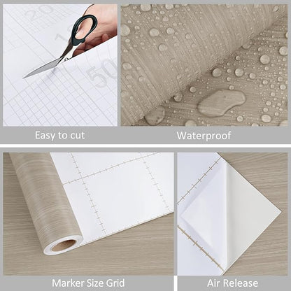 WESTICK 24" x 394" Large Wood Contact Paper for Countertops Waterproof Neutral Wood Wallpaper Peel and Stick Kitchen Countertop Contact Paper Self Adhesive Wooden Vinyl Wrap for Tables Cabinets Walls