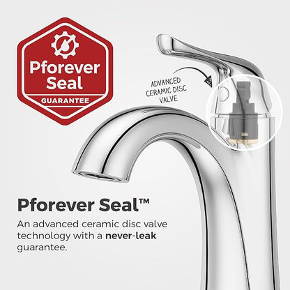 Pfister Willa Single Handle Bathroom Sink Faucet 1 Hole Chrome Finish with Push & Seal Drain NSF Certified WaterSense EPA Compliant TiteSeal Technology LF042MALCC