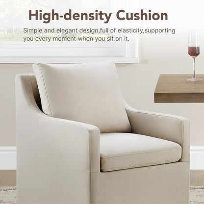 KISLOT Upholstered Dining Chairs Set of 4, Modern Dining Room Chairs with Casters & Washable Cover, Rolling Accent Chair with Hidden Storage for Kitchen, Farmhouse, Living Room, Flax Beige, 4 Box