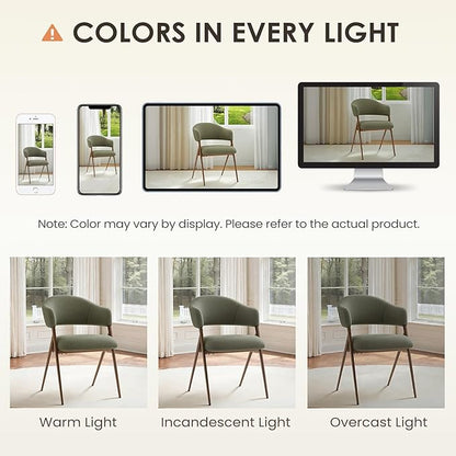 COLAMY Dining Chairs Set of 4, Modern Fabric Upholstered Dining Room Kitchen Side Chairs with Iron Legs, Open Back and Padded Seat, for Living Room/Restaurant/Cafe, Green