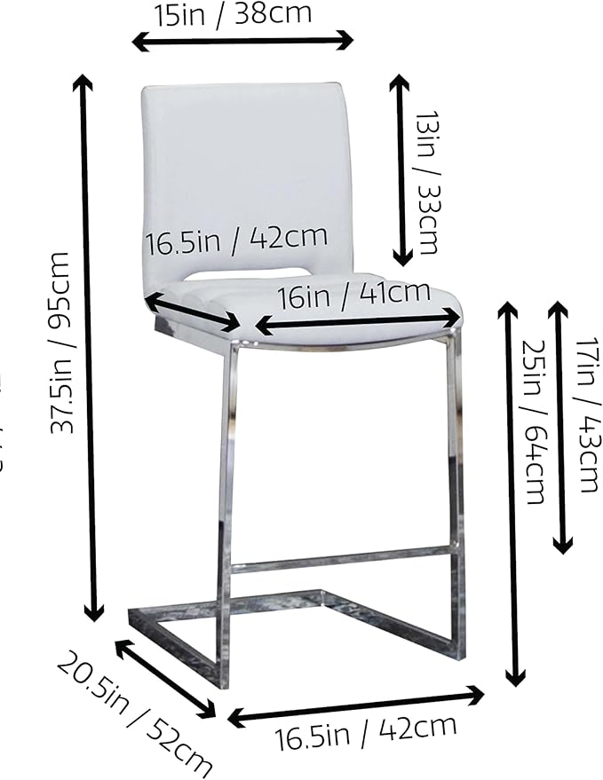 Sunset Trading Delta 24" Upholstered Barstools | Set of 2 Counter Height Stools | S-Shaped Chrome Cantilever Base | Light Gray Padded Upholstery | Dining Room, Home Bar, Pub, Kitchen Island Seating
