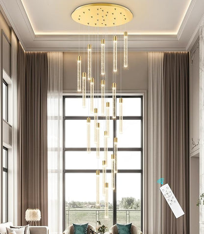 20-Lights Modern Led Crystal Chandeliers Long Large Spiral Chandeliers High Ceilings chandelier for Staircase Foyer