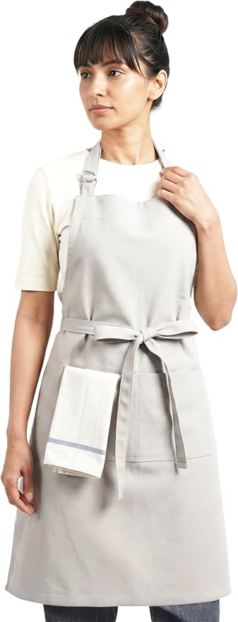 100% Cotton Kitchen Apron with 2 Pockets – Adjustable Chef Apron for Cooking Baking BBQ – Unisex Apron
